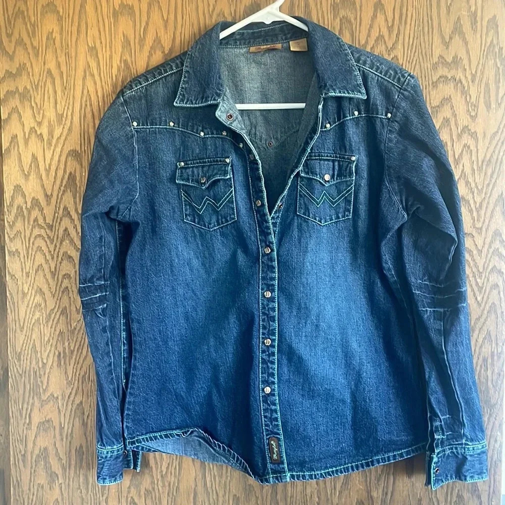 Wrangler Jean Button Down‎ Denim Top M